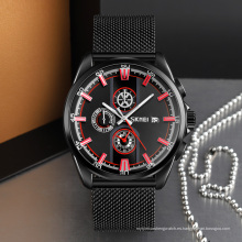 SKMEI 9181 Relogio Masculino Nuevos relojes para hombre Reloj de cuarzo deportivo impermeable con cronógrafo de cuero